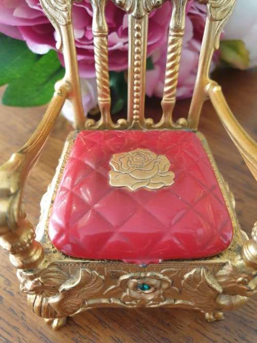 Victorian antique Golden Throne Jewelry chest - Rare find Early 1900s English Antique