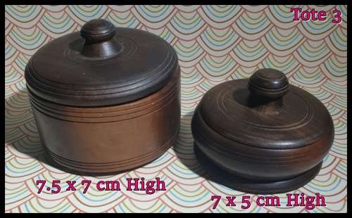 Two Small Wooden Bowls with Lids