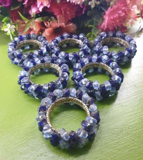 6 Glass Beads Napkin Rings