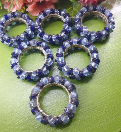 6 Glass Beads Napkin Rings