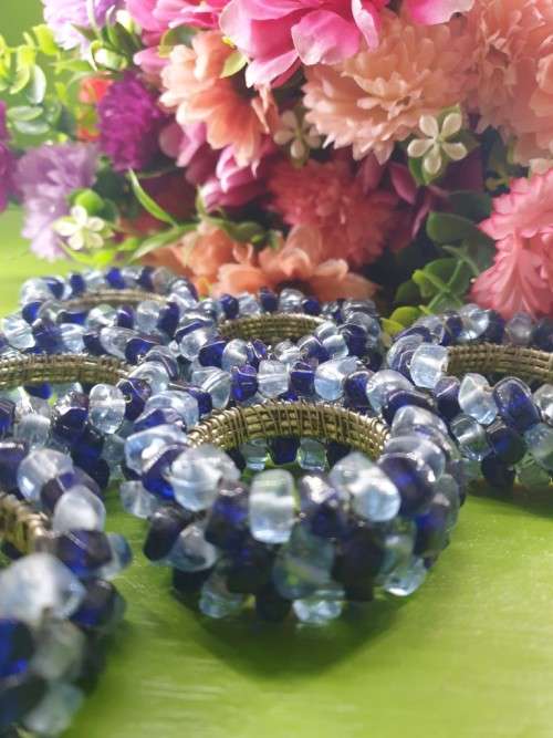 6 Glass Beads Napkin Rings