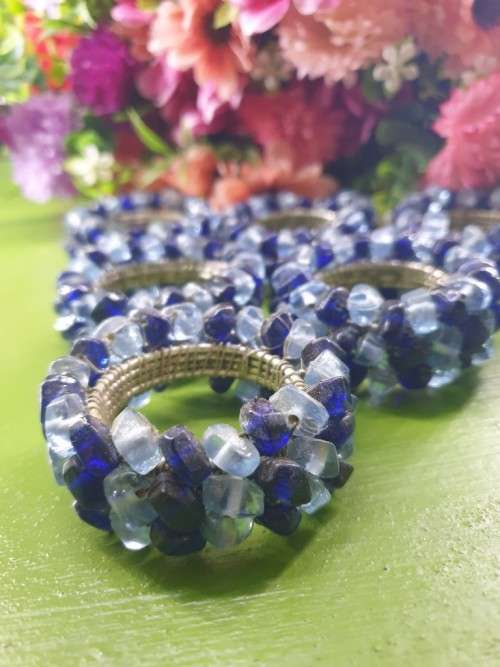 6 Glass Beads Napkin Rings