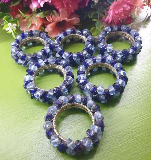 6 Glass Beads Napkin Rings