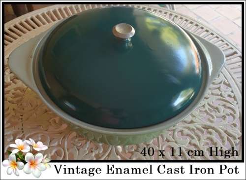 Vintage Enamel Cast Iron Pot (Very Heavy)