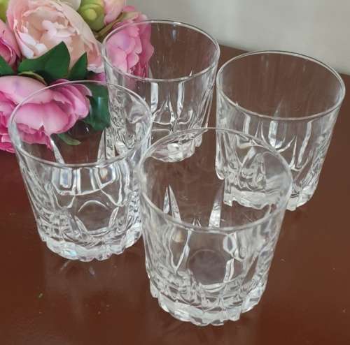 4 Heavy Crystal Drinking Glasses