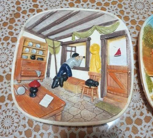 VINTAGE LEGEND PRODUCTS SCENIC 3D WALL PLATES PLAQUES MADE IN ENGLAND