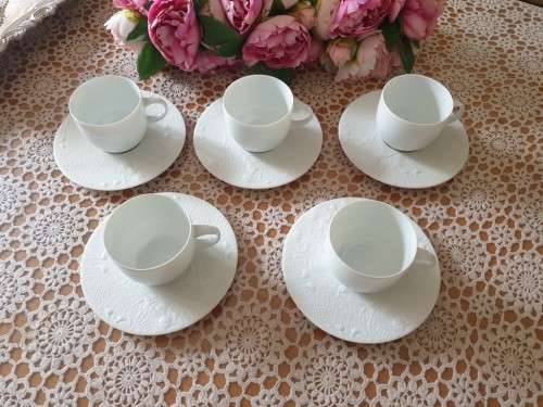 Rosenthal- Magic Flute White 5 Coffee Cup and 5 Saucer