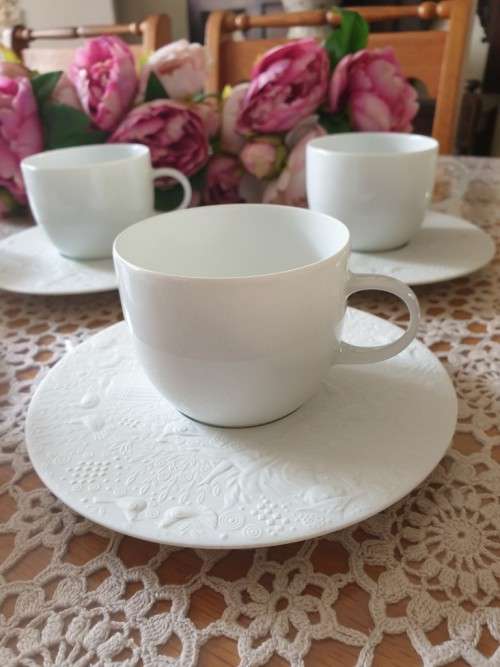 Rosenthal- Magic Flute White 5 Coffee Cup and 5 Saucer