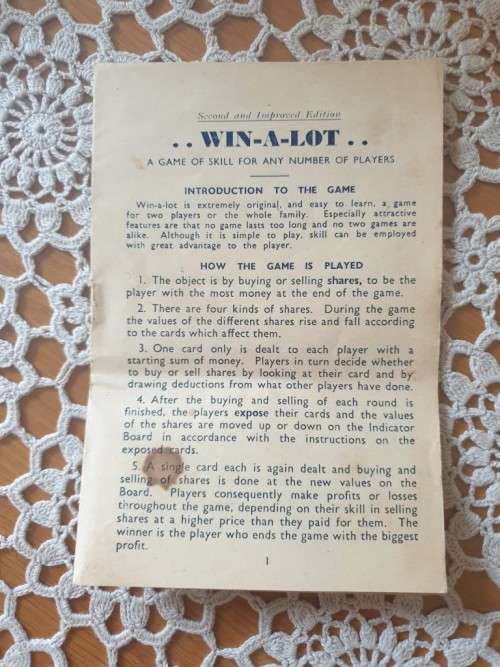 1951 Win-A-Lot Card Game