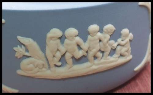 Small Wedgwood Light Blue Jasperware  Kidney Shaped Container
