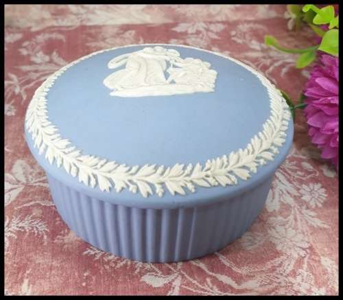 Small Wedgwood Light Blue Jasperware Round Container
