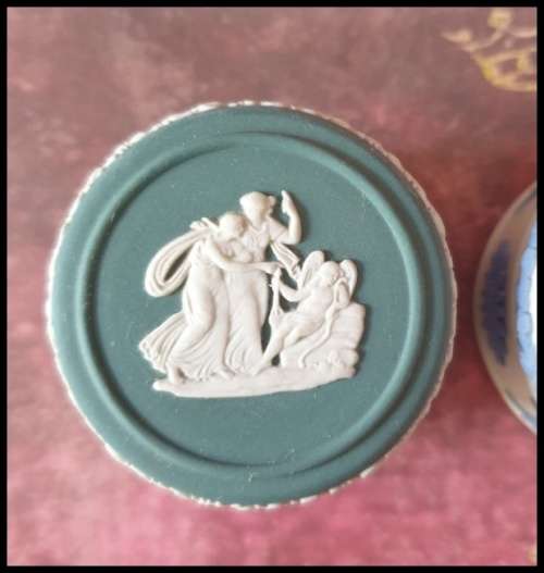 Two Small Wedgwood Light Blue Jasperware   Containers