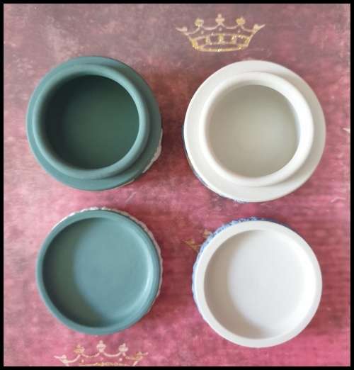 Two Small Wedgwood Light Blue Jasperware   Containers