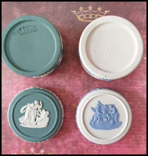 Two Small Wedgwood Light Blue Jasperware   Containers