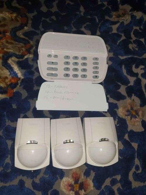 Alarm security keypad and beams