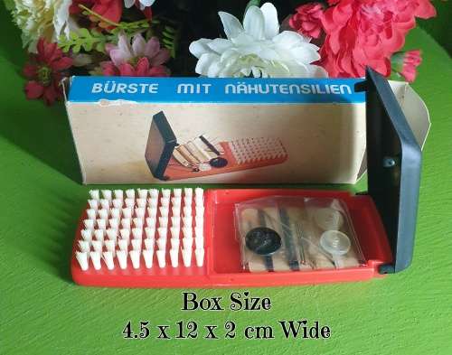Brush with sewing supplies, retro