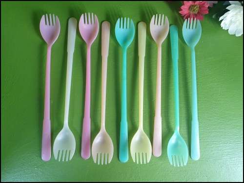Vintage Tupperware  Long Cocktail Fork-o-Spoon Spork Stirring Parfait