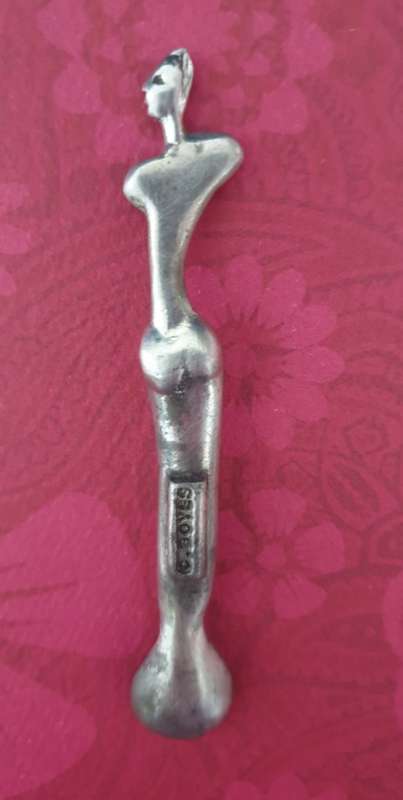 CARROL BOYES FUNCTIONAL ART !!!! - RARE WOMAN COIL PATTERN SMALL SALT SPOON