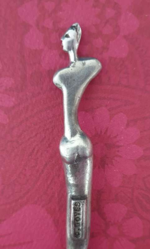 CARROL BOYES FUNCTIONAL ART !!!! - RARE WOMAN COIL PATTERN SMALL SALT SPOON