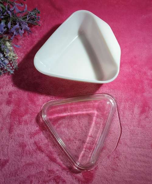 Vintage English Pyrex Sunflower Triangle Dish with Lid