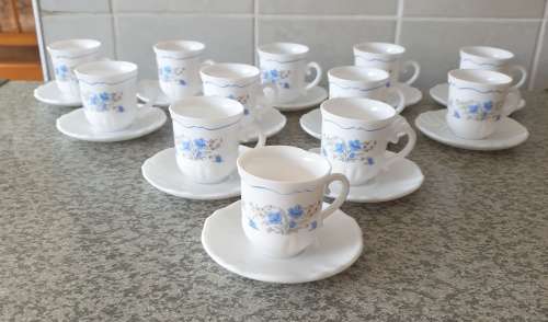 Vintage Arcopal France Flat Teacup and Saucer Romantique Pattern