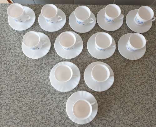Vintage Arcopal France Flat Teacup and Saucer Romantique Pattern
