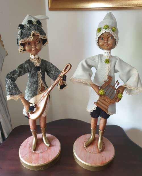 Vintage 1960s Pixie Figurines Tall Plastic Oriental Art Doll   (Rare find)