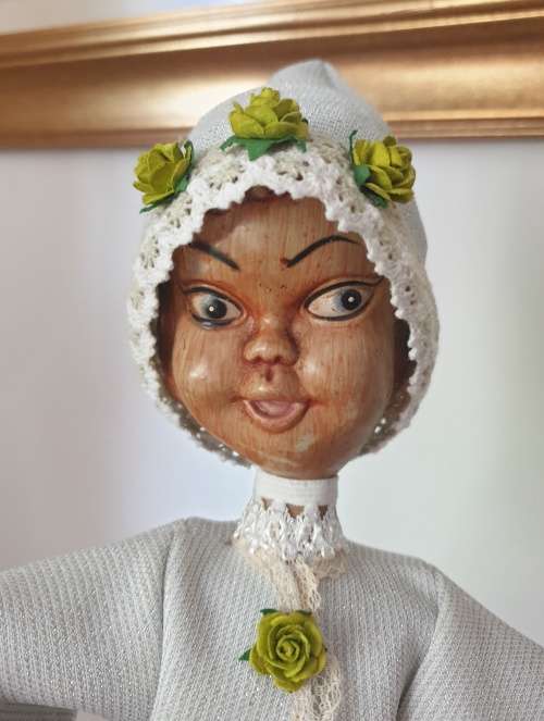 Vintage 1960s Pixie Figurines Tall Plastic Oriental Art Doll   (Rare find)