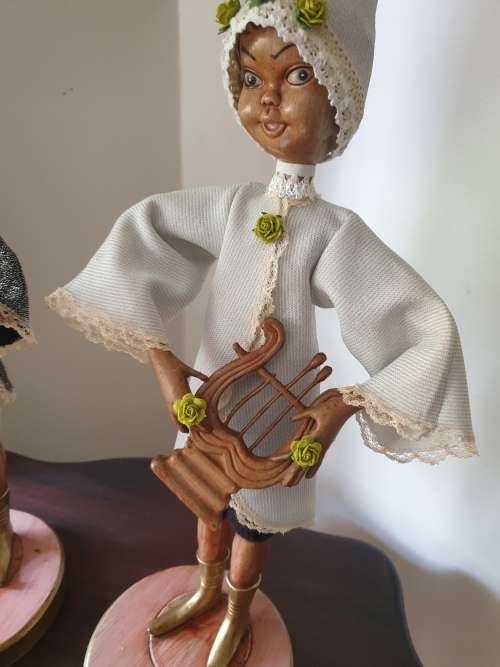 Vintage 1960s Pixie Figurines Tall Plastic Oriental Art Doll   (Rare find)