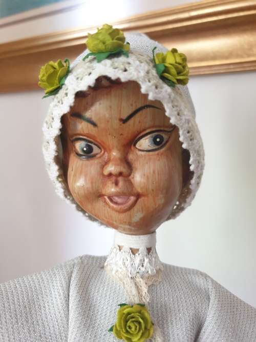 Vintage 1960s Pixie Figurines Tall Plastic Oriental Art Doll   (Rare find)