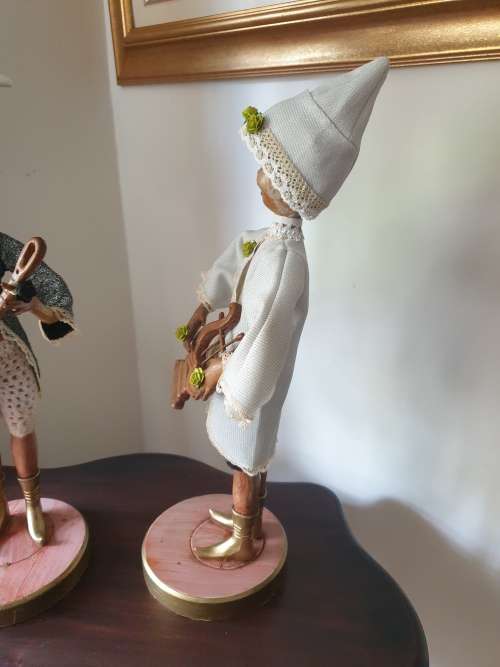 Vintage 1960s Pixie Figurines Tall Plastic Oriental Art Doll   (Rare find)