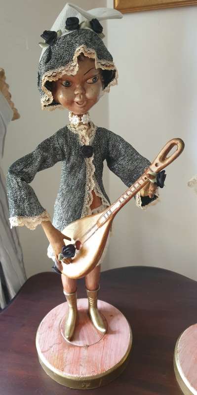 Vintage 1960s Pixie Figurines Tall Plastic Oriental Art Doll   (Rare find)