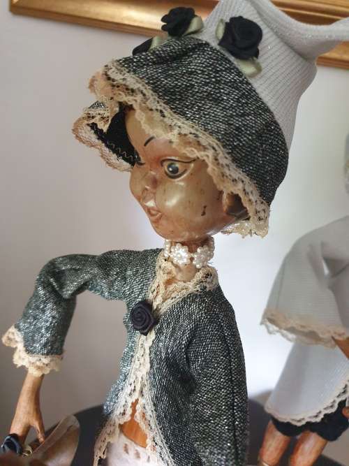 Vintage 1960s Pixie Figurines Tall Plastic Oriental Art Doll   (Rare find)