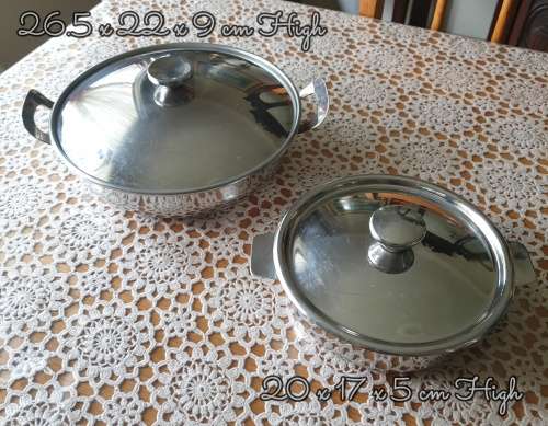 Two Stainless Steel Bowls with Lids