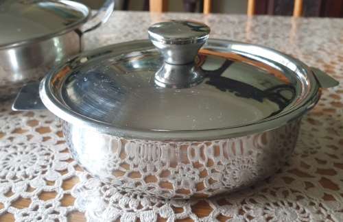 Two Stainless Steel Bowls with Lids