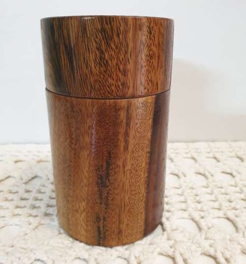 Vintage Wooden  Round Canister