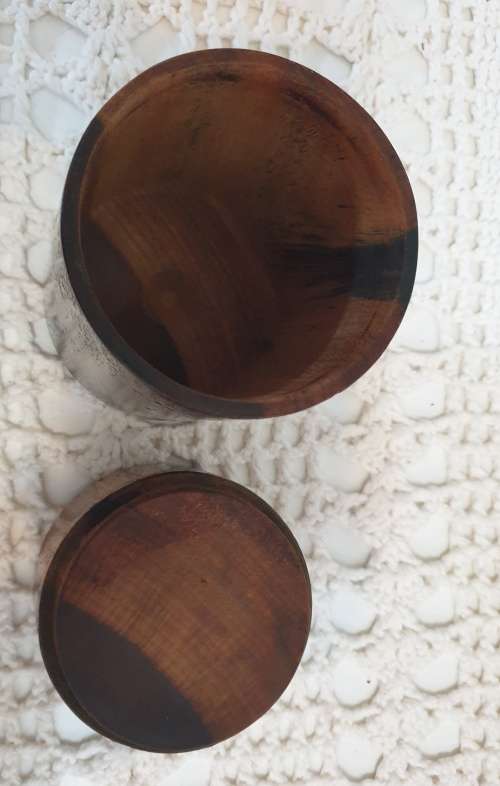 Vintage Wooden  Round Canister