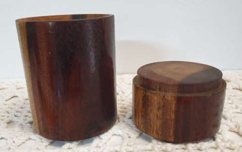 Vintage Wooden  Round Canister
