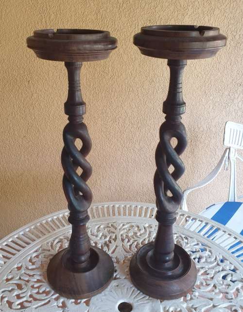 Two Vintage Wooden Ashtrays
