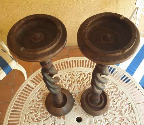 Two Vintage Wooden Ashtrays