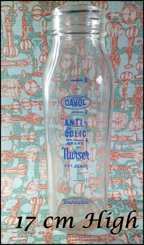 Vintage Davol Anti-Colic Brand Nurser Glass Baby Bottle, Duraglas Providence