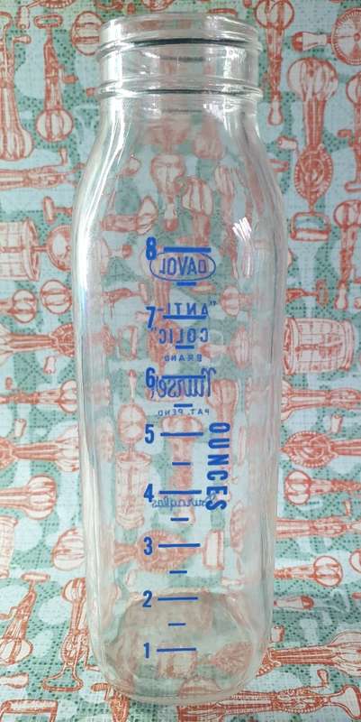 Vintage Davol Anti-Colic Brand Nurser Glass Baby Bottle, Duraglas Providence
