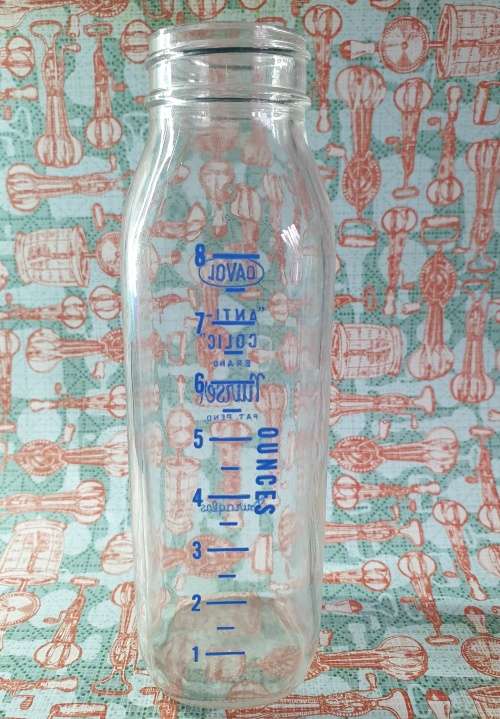 Vintage Davol Anti-Colic Brand Nurser Glass Baby Bottle, Duraglas Providence