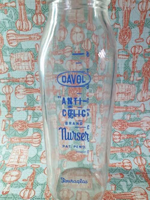 Vintage Davol Anti-Colic Brand Nurser Glass Baby Bottle, Duraglas Providence