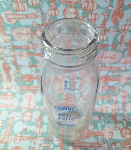 Vintage Davol Anti-Colic Brand Nurser Glass Baby Bottle, Duraglas Providence
