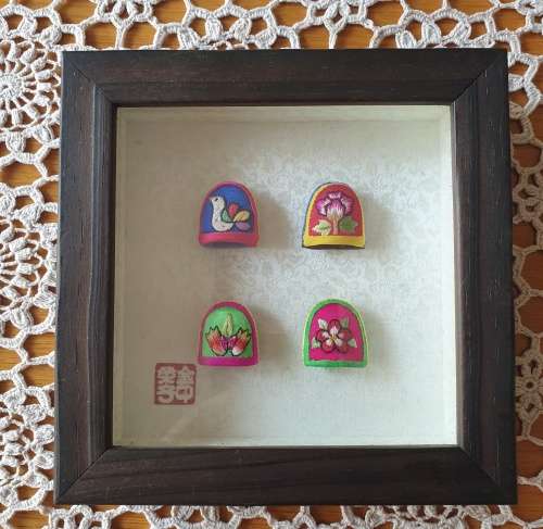 Bojagi Thimbles made in Korea (Korean Embroidered Silk Thimbles)