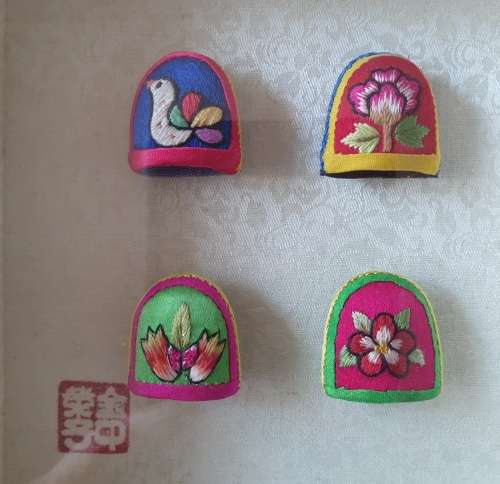 Bojagi Thimbles made in Korea (Korean Embroidered Silk Thimbles)