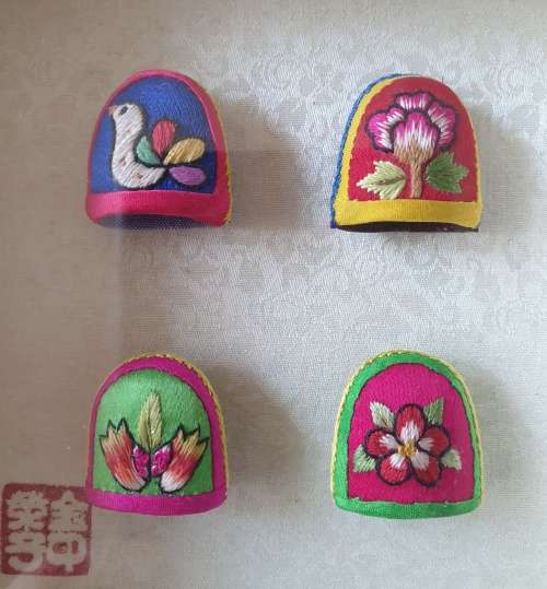 Bojagi Thimbles made in Korea (Korean Embroidered Silk Thimbles)