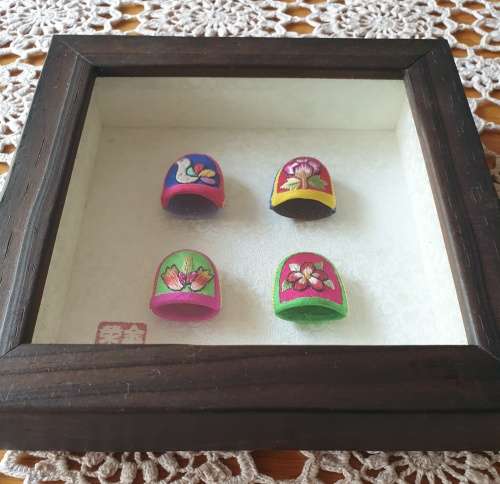 Bojagi Thimbles made in Korea (Korean Embroidered Silk Thimbles)