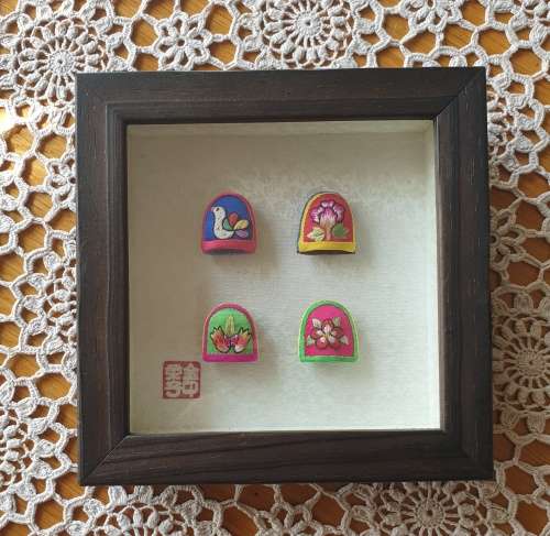 Bojagi Thimbles made in Korea (Korean Embroidered Silk Thimbles)